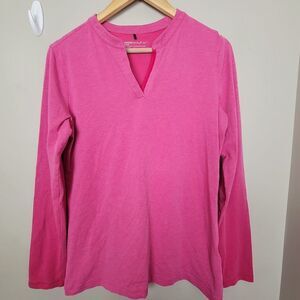 Nike Golf Dri Fit Long Sleeve Solit V Neck Pink Medium